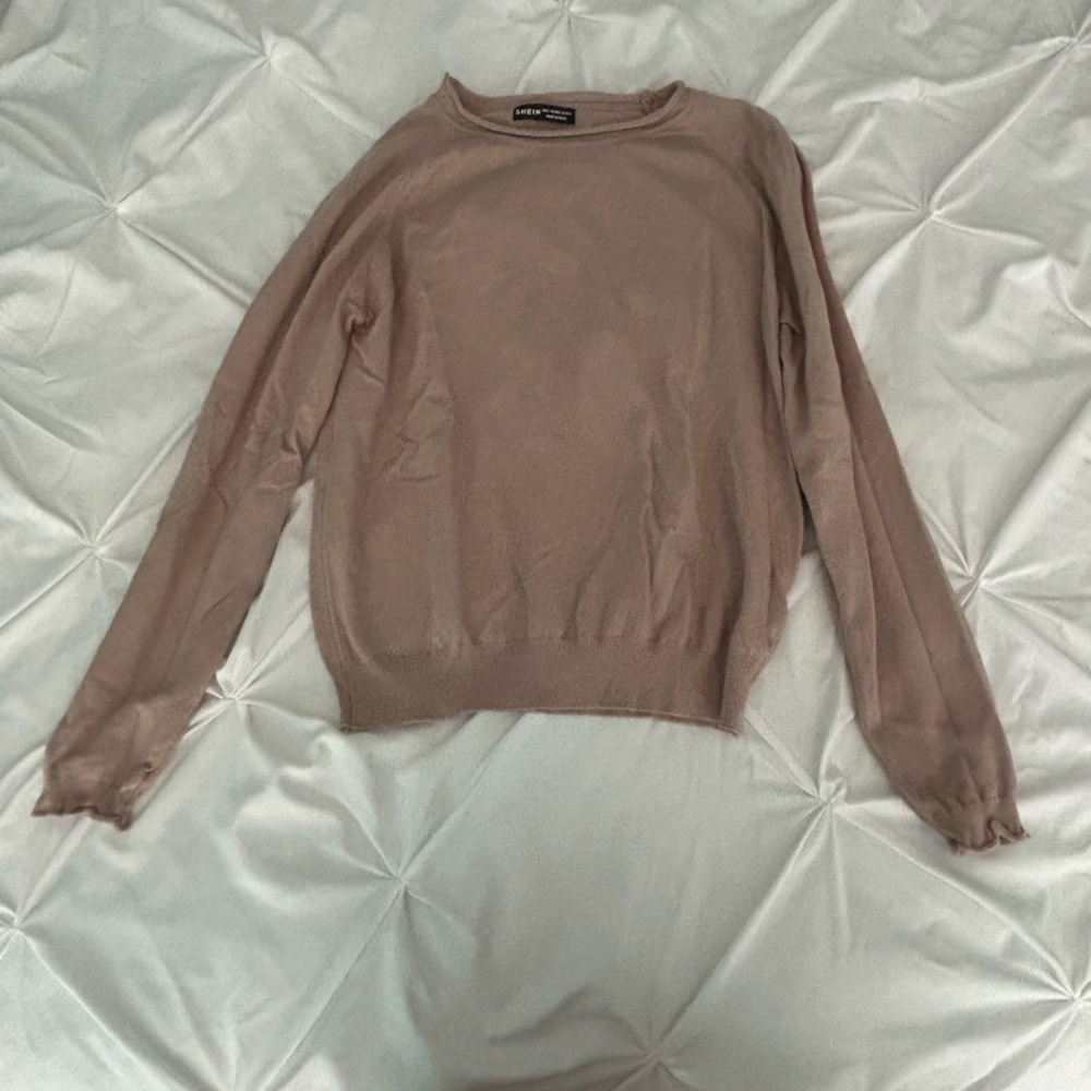 SHEIN Ribbed Knit Raglan Sleeve Sweater